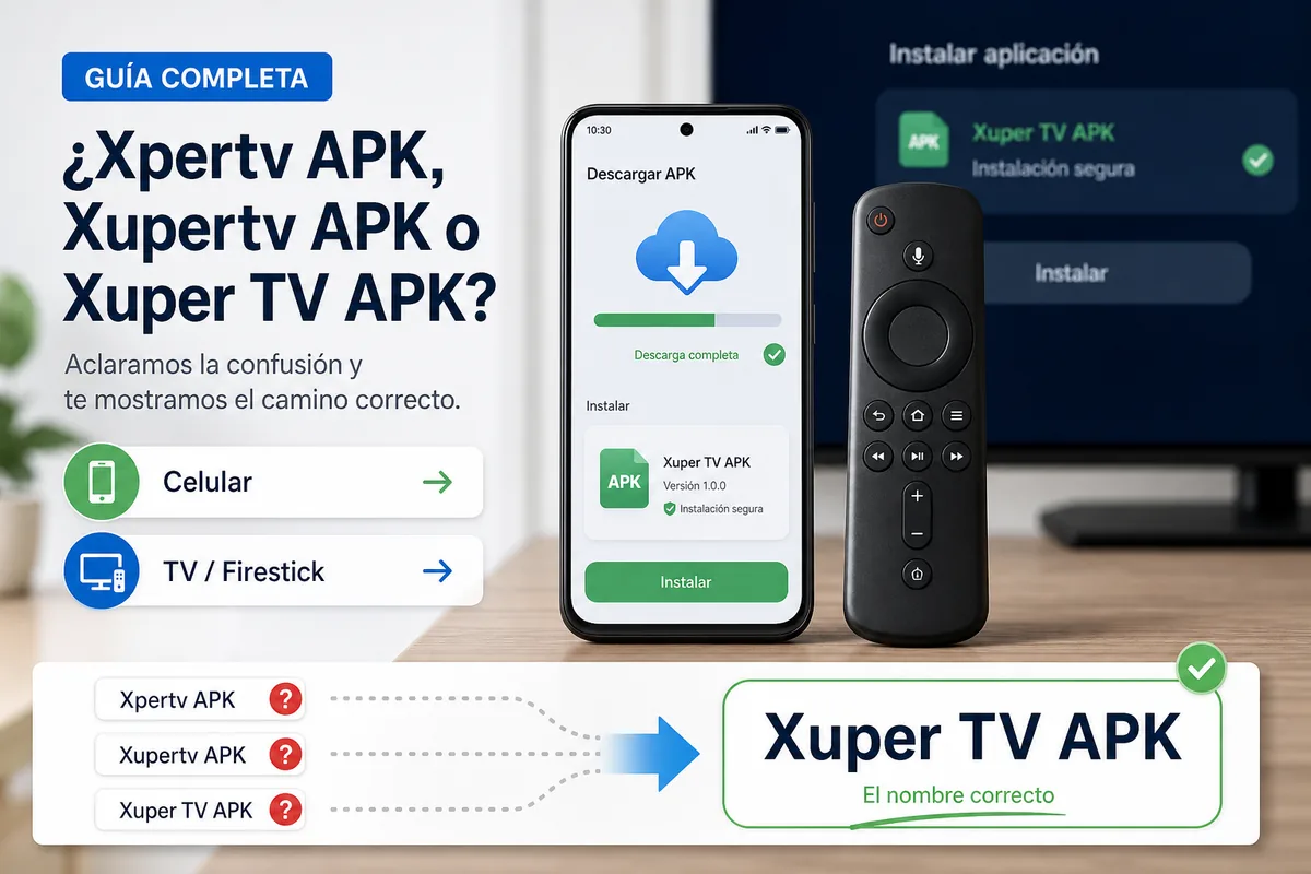 Guia visual para distinguir Xpertv APK, Xupertv APK y Xuper TV APK antes de descargar